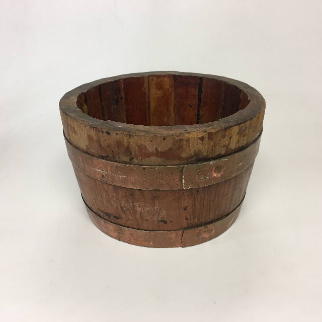 BUCKET, Small Wooden 22cm Dia